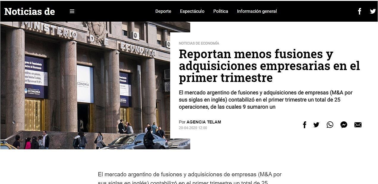 Reportan menos fusiones y adquisiciones empresarias en el primer trimestre
